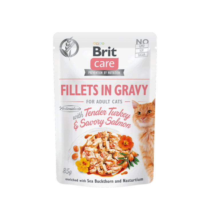 Brit Care Gato Filletes de Pavo y Salmón en Salsa 85g