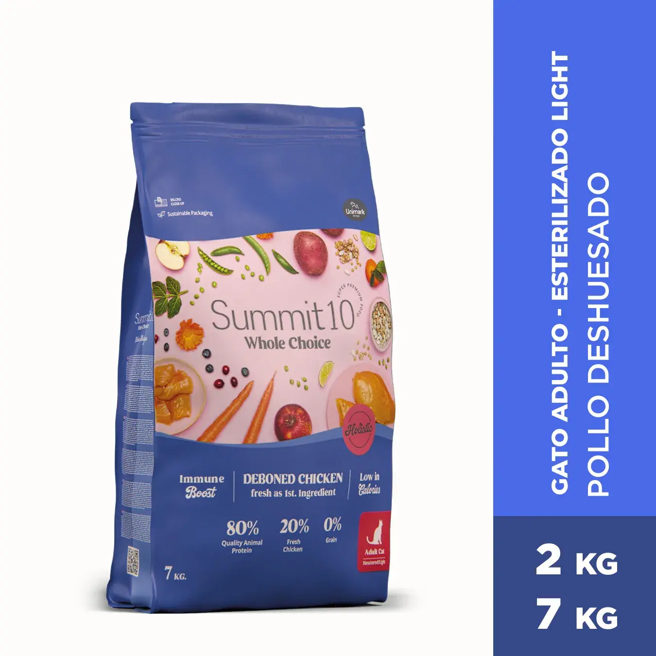 SUMMIT 10 WHOLE CHOICE LIBRE DE GRANOS GATO ESTERILIZADO POLLO 2KG Y 7KG