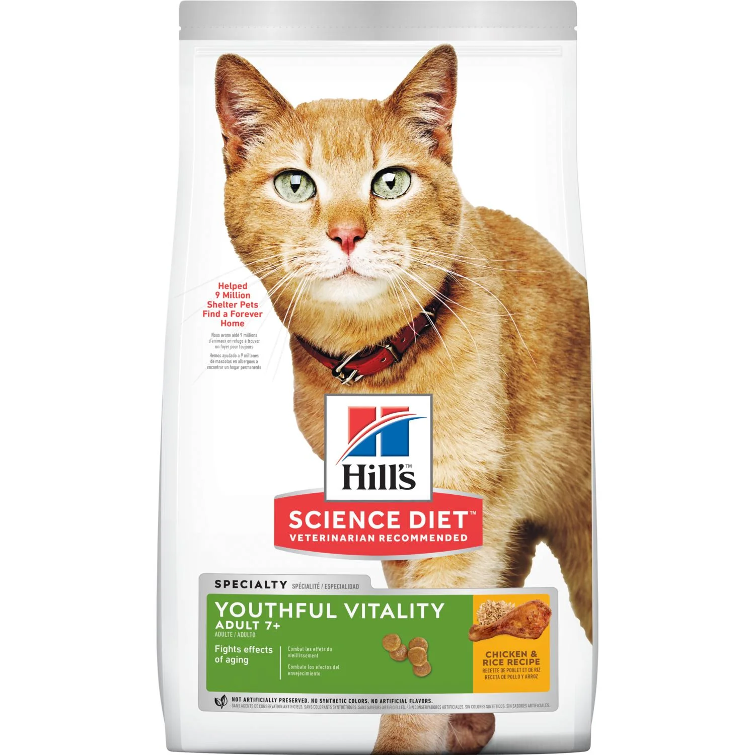 Hills SD Feline Adult 7+ Youthful Vitality 1.4 Kg (3 lb) | Gato Adulto Mayor + Vitalidad | Pollo & arroz